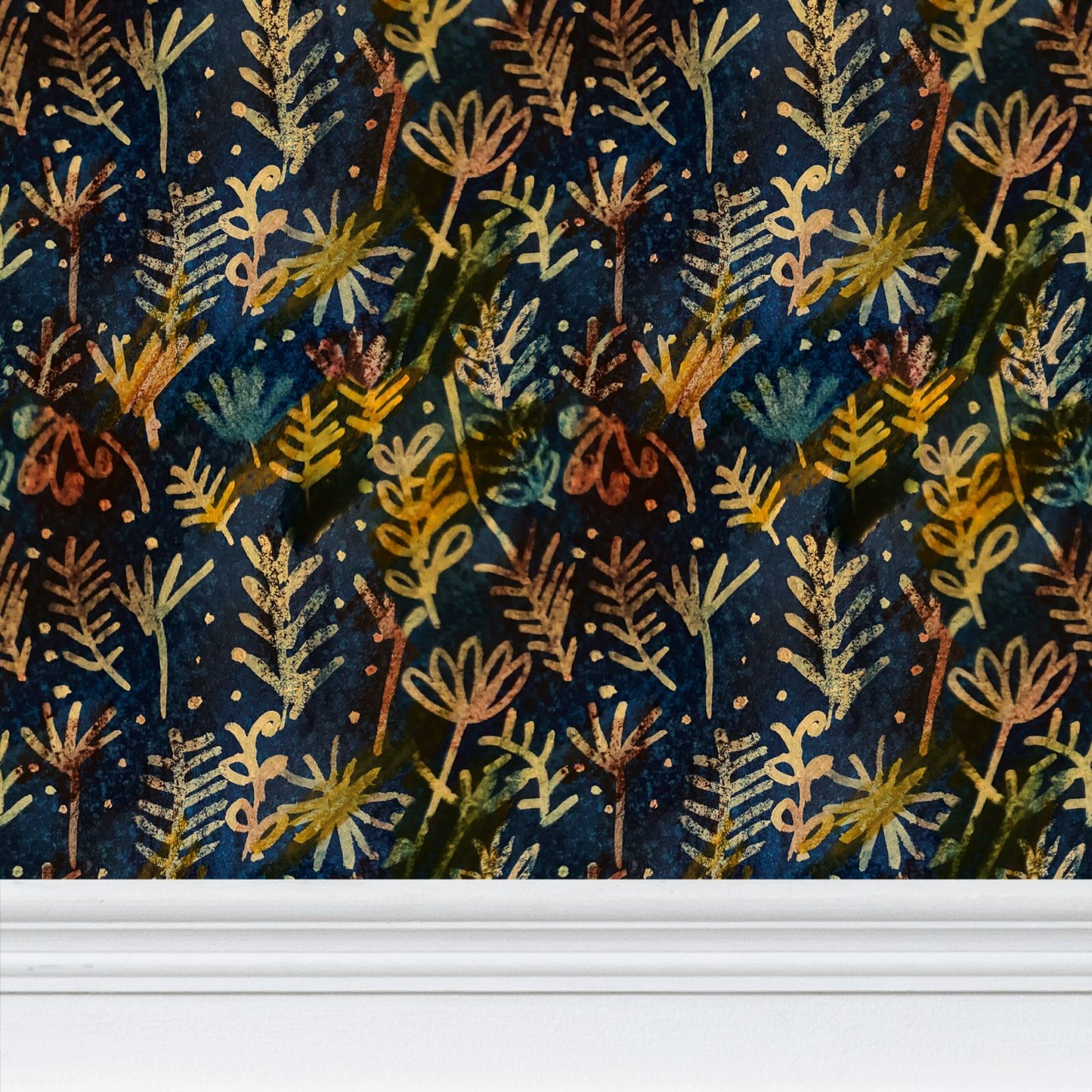 Moonlit leaves Repeat Pattern Wallpaper