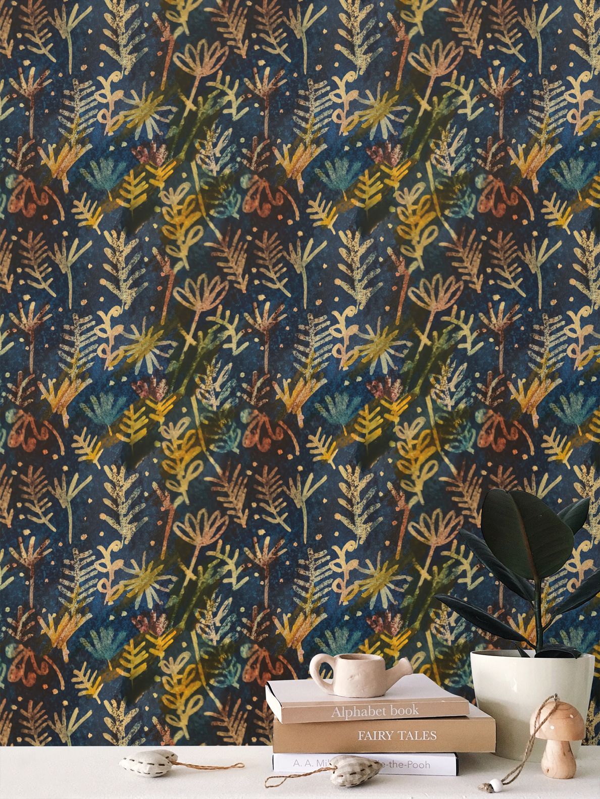 Moonlit leaves Repeat Pattern Wallpaper