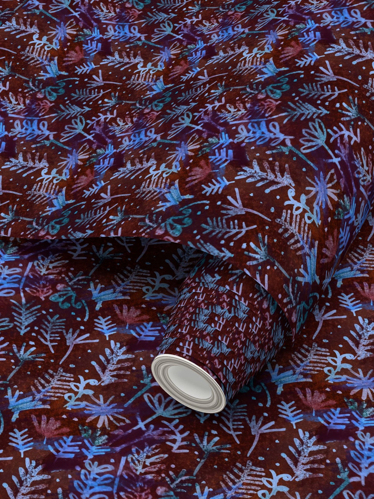 Moonlit stems earthy Repeat Pattern Wallpaper