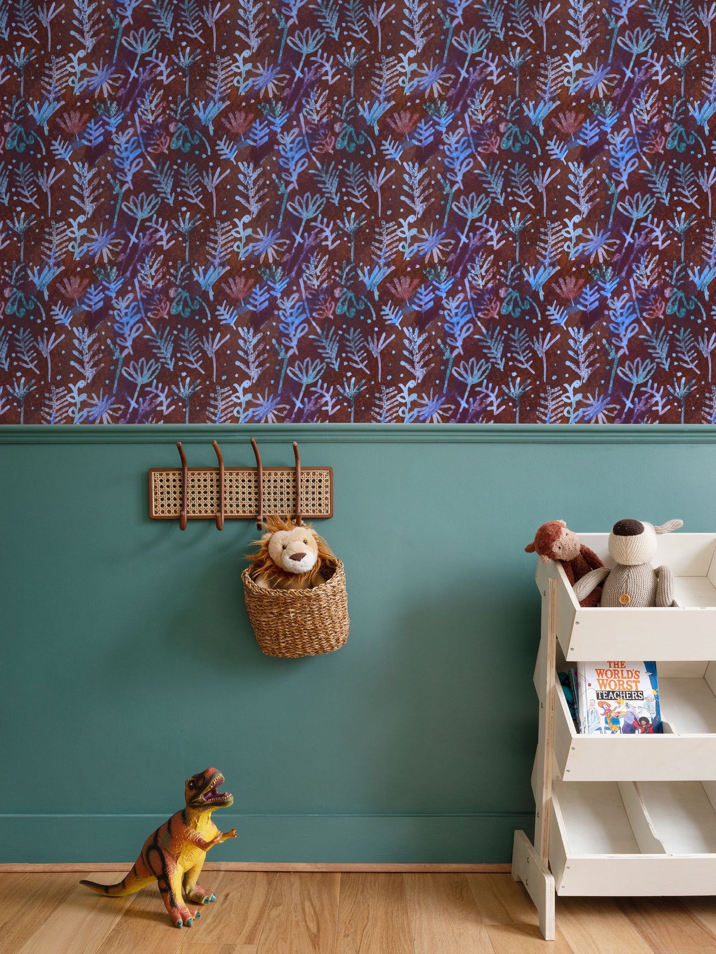 Moonlit stems earthy Repeat Pattern Wallpaper