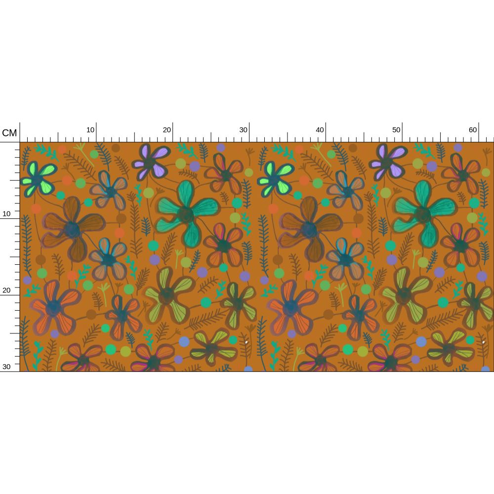 Mustard wild flowers Repeat Pattern Wallpaper