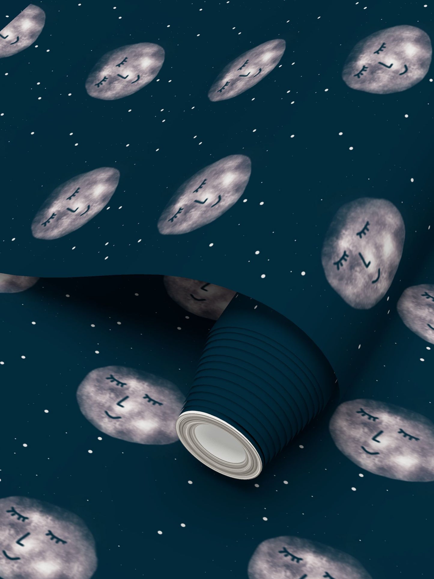 Calm moon and stars Repeat Pattern Wallpaper
