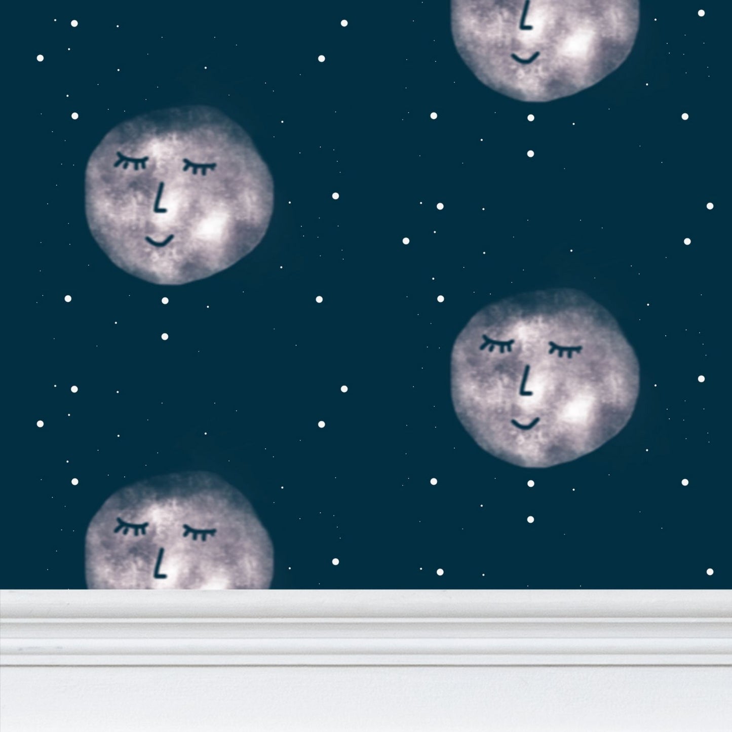 Calm moon and stars Repeat Pattern Wallpaper