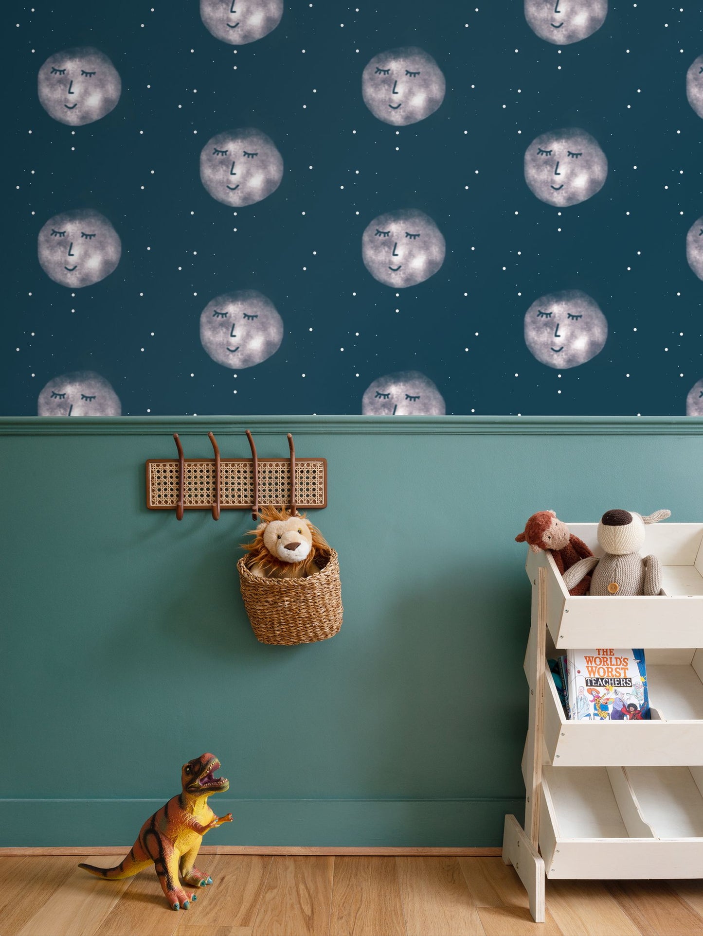 Calm moon and stars Repeat Pattern Wallpaper
