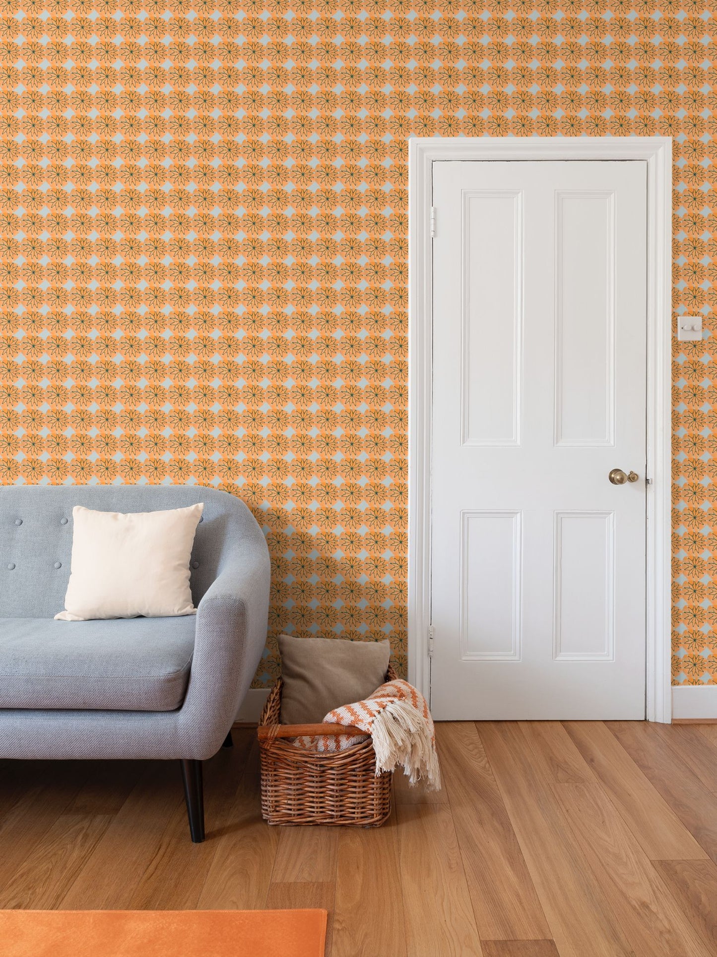 Retro Flower tile Repeat Pattern Wallpaper