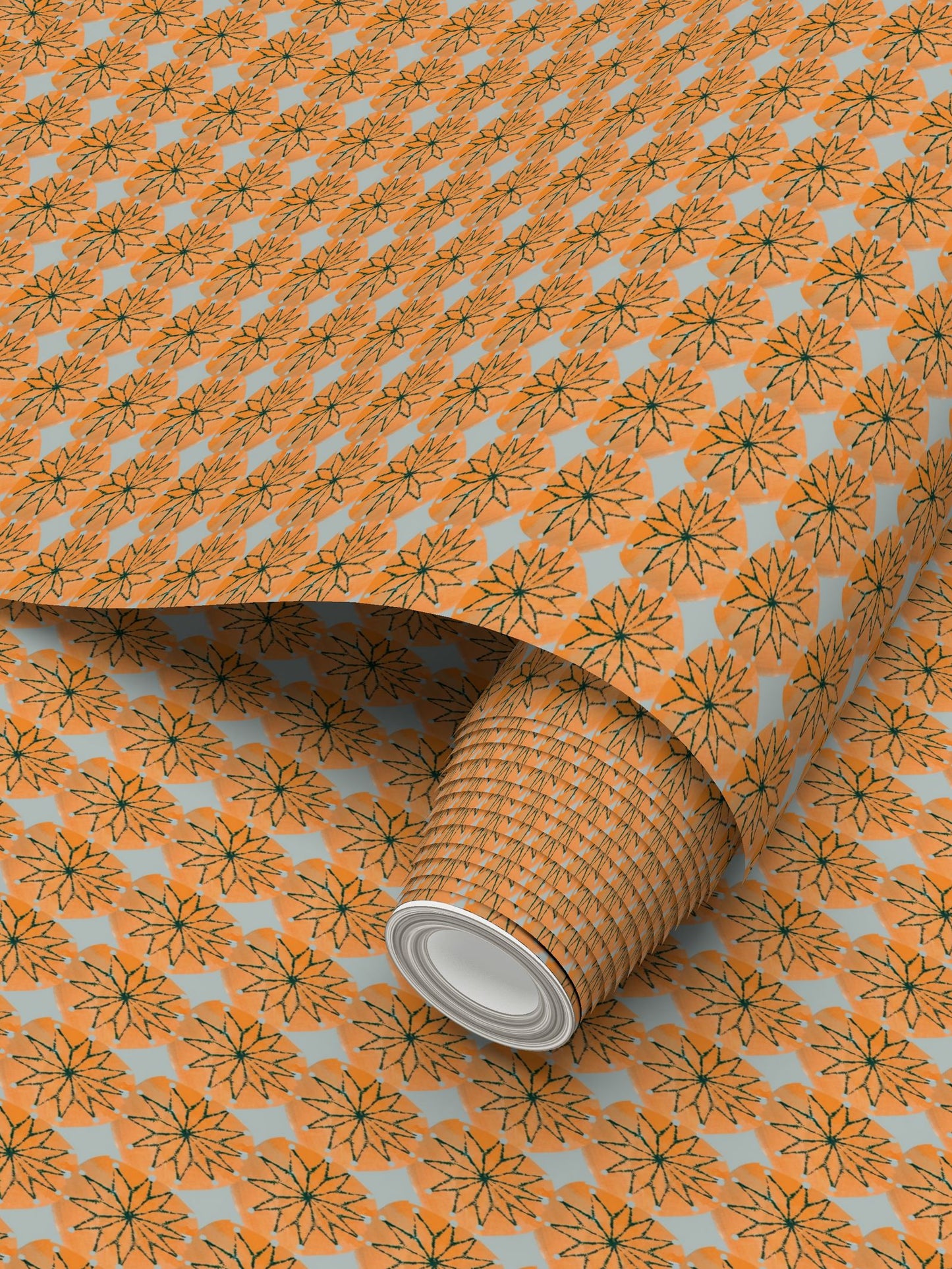 Retro Flower tile Repeat Pattern Wallpaper