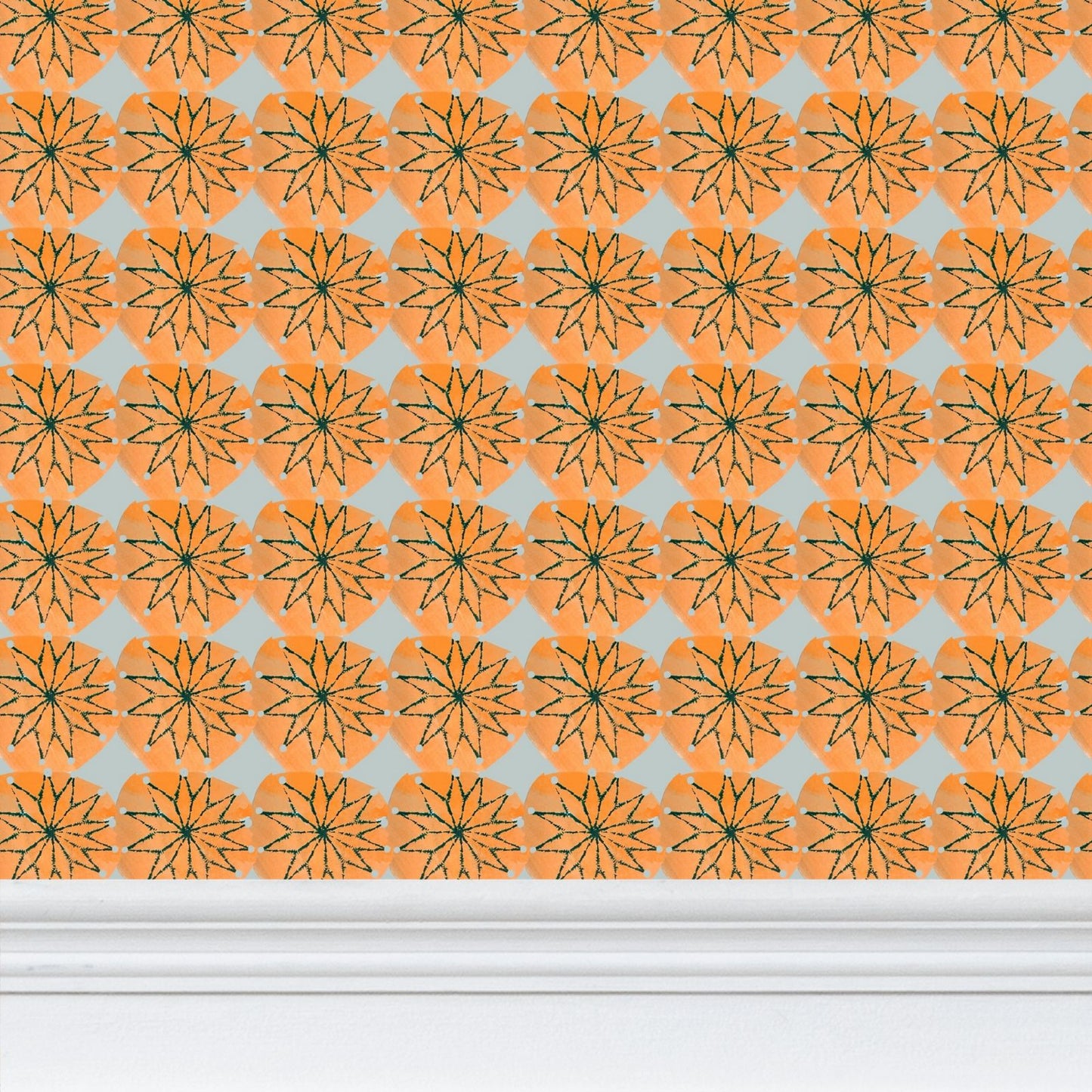 Retro Flower tile Repeat Pattern Wallpaper