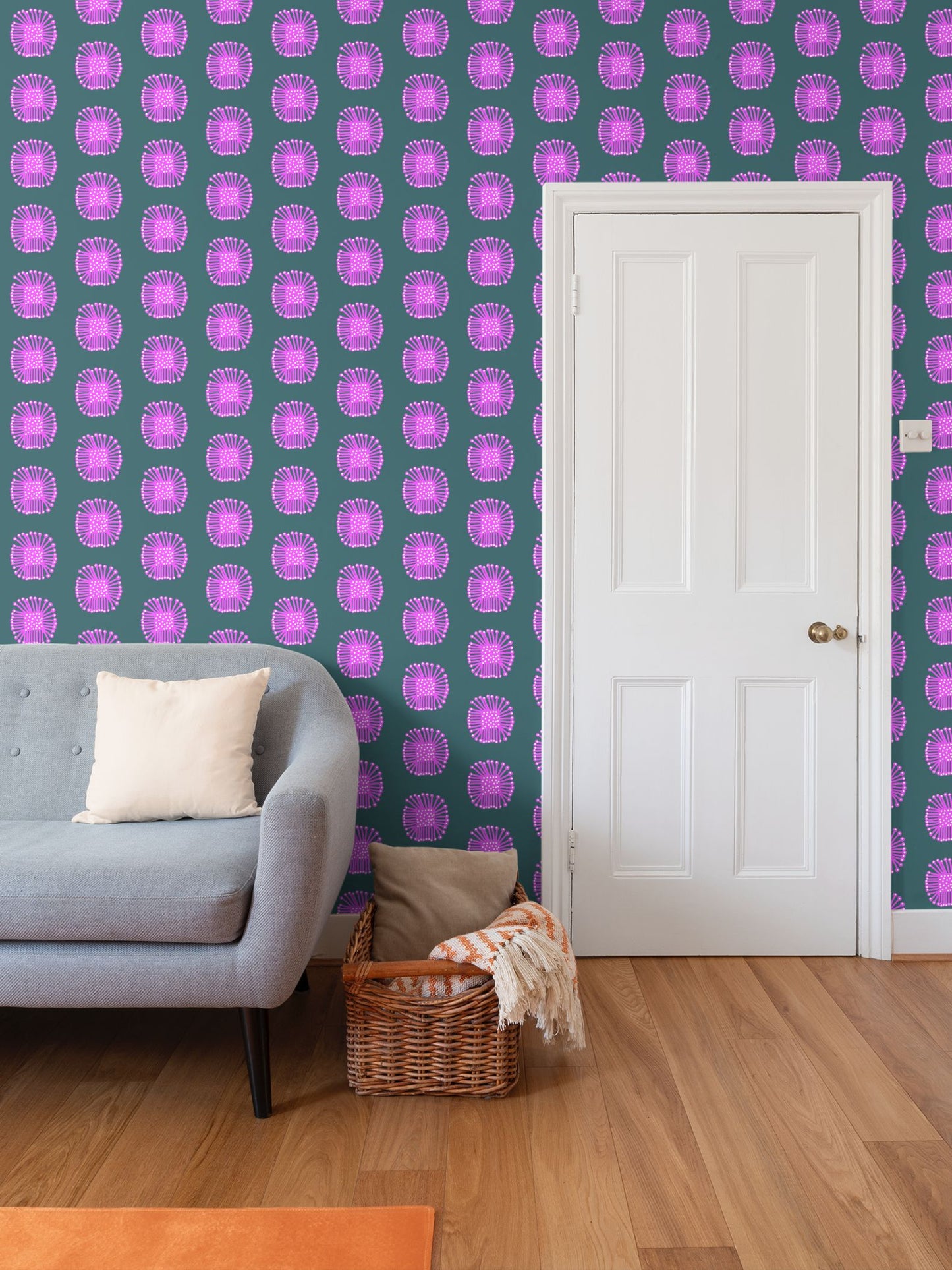 Square Flower Repeat Pattern Wallpaper
