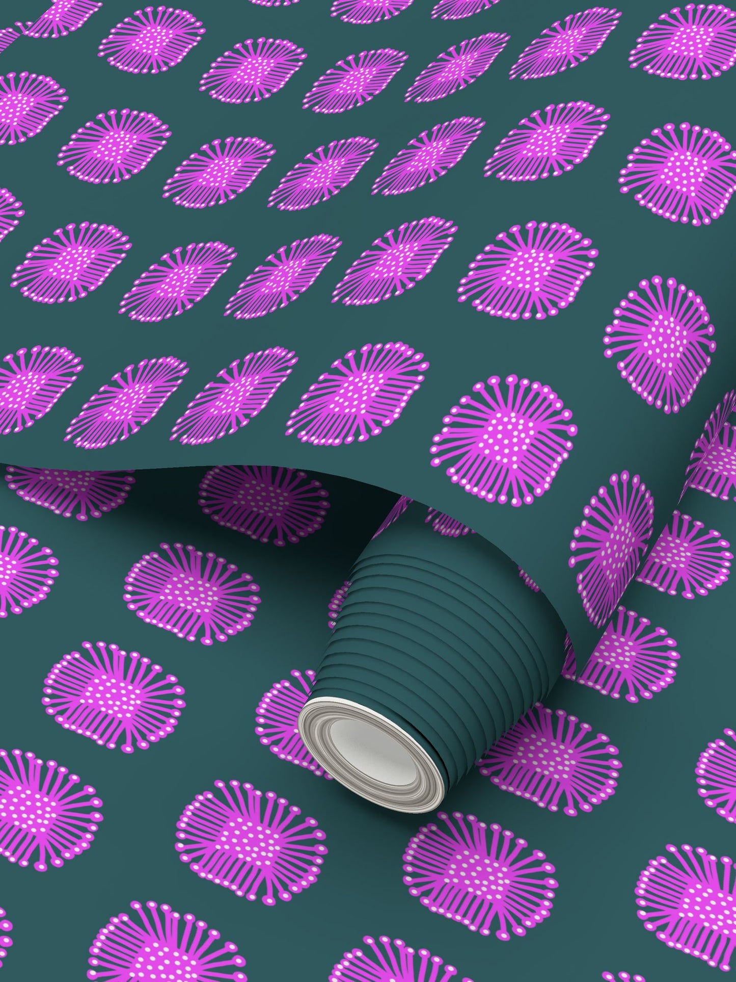 Square Flower Repeat Pattern Wallpaper