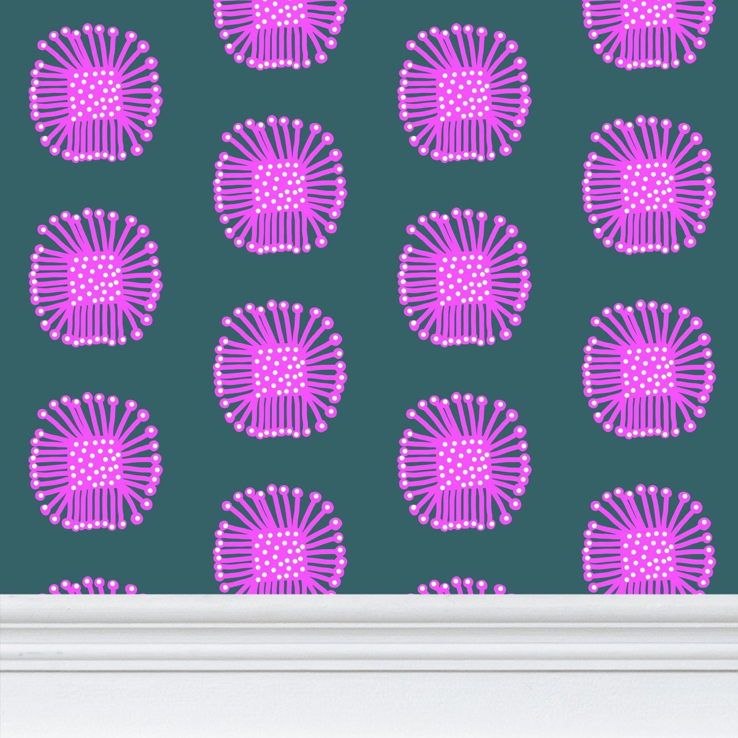 Square Flower Repeat Pattern Wallpaper
