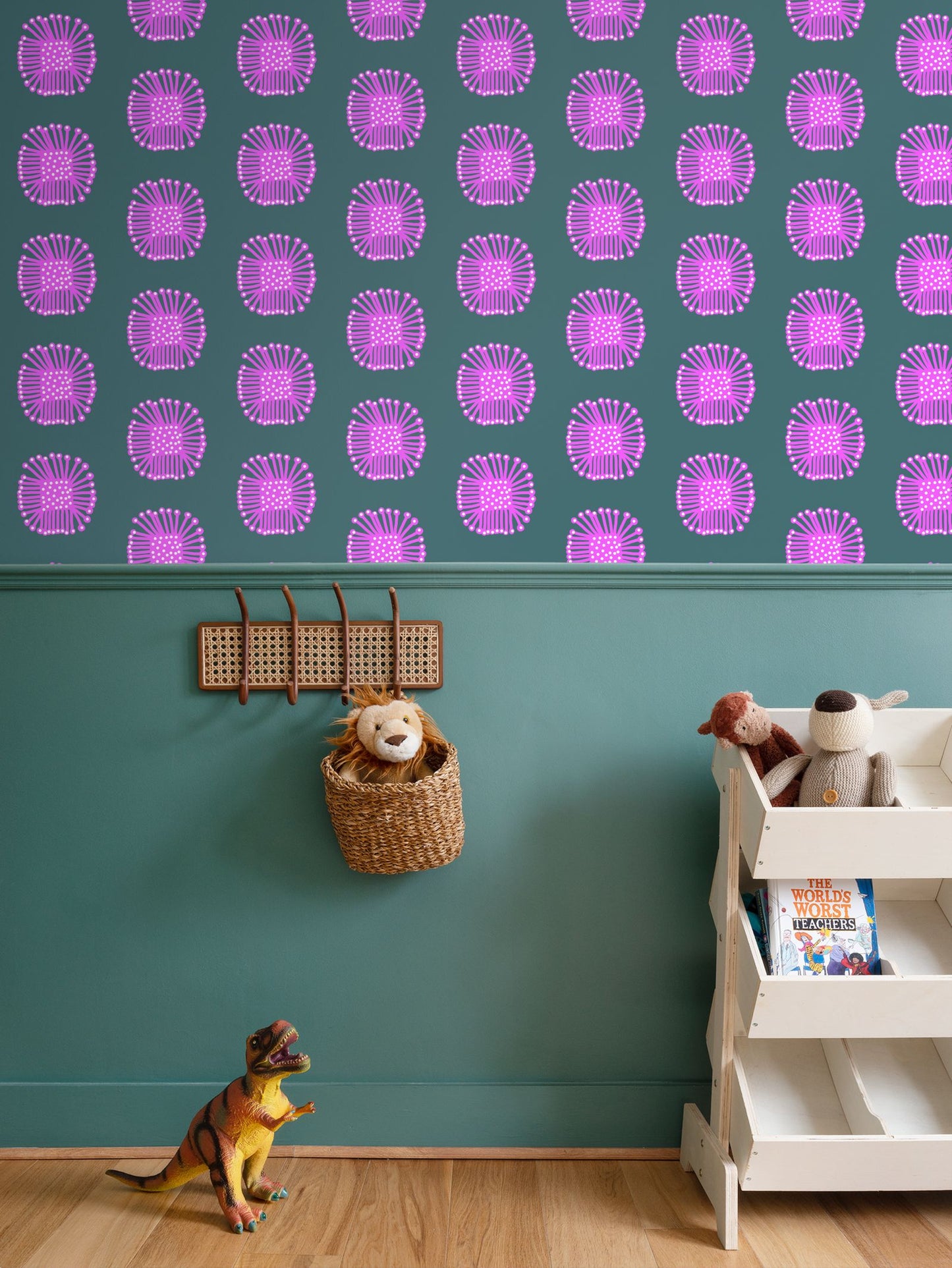 Square Flower Repeat Pattern Wallpaper