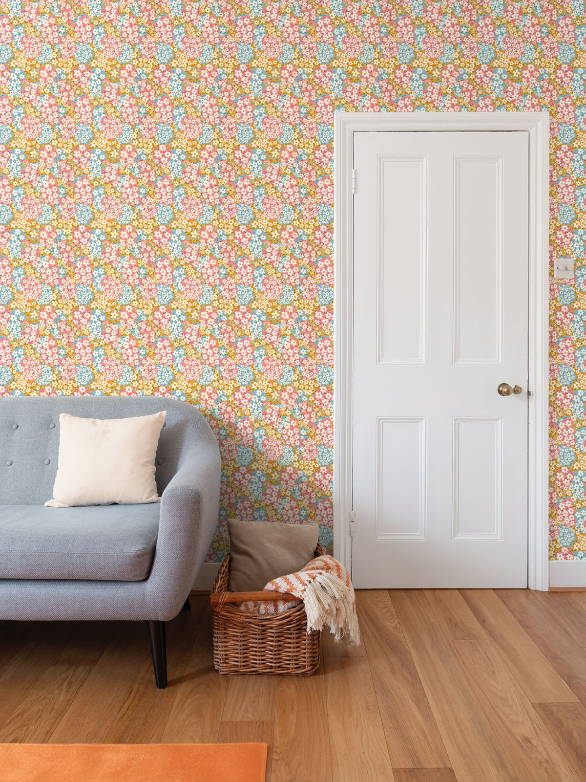 Flower Clouds Repeat Pattern Wallpaper