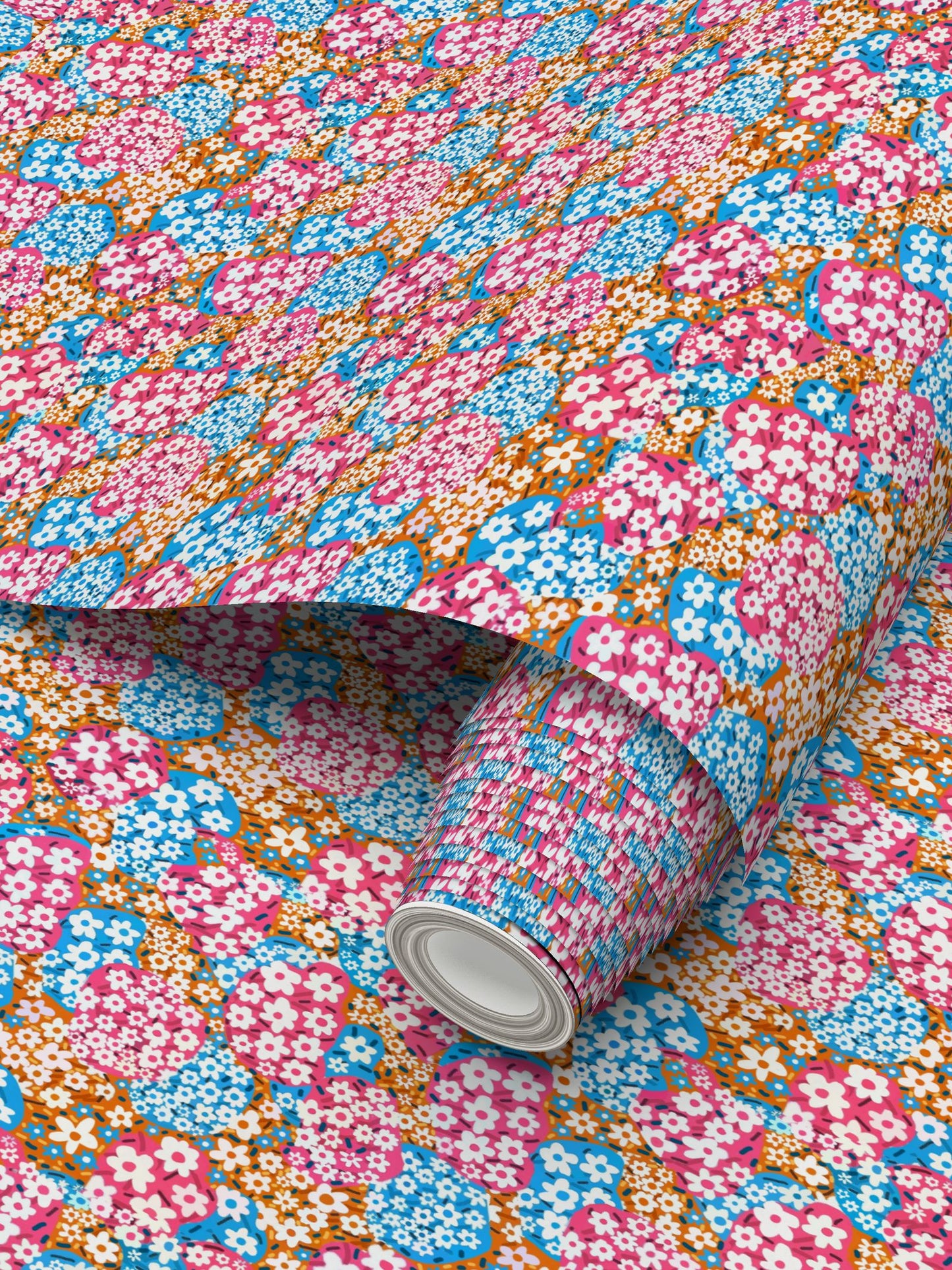 Flower Clouds Repeat Pattern Wallpaper