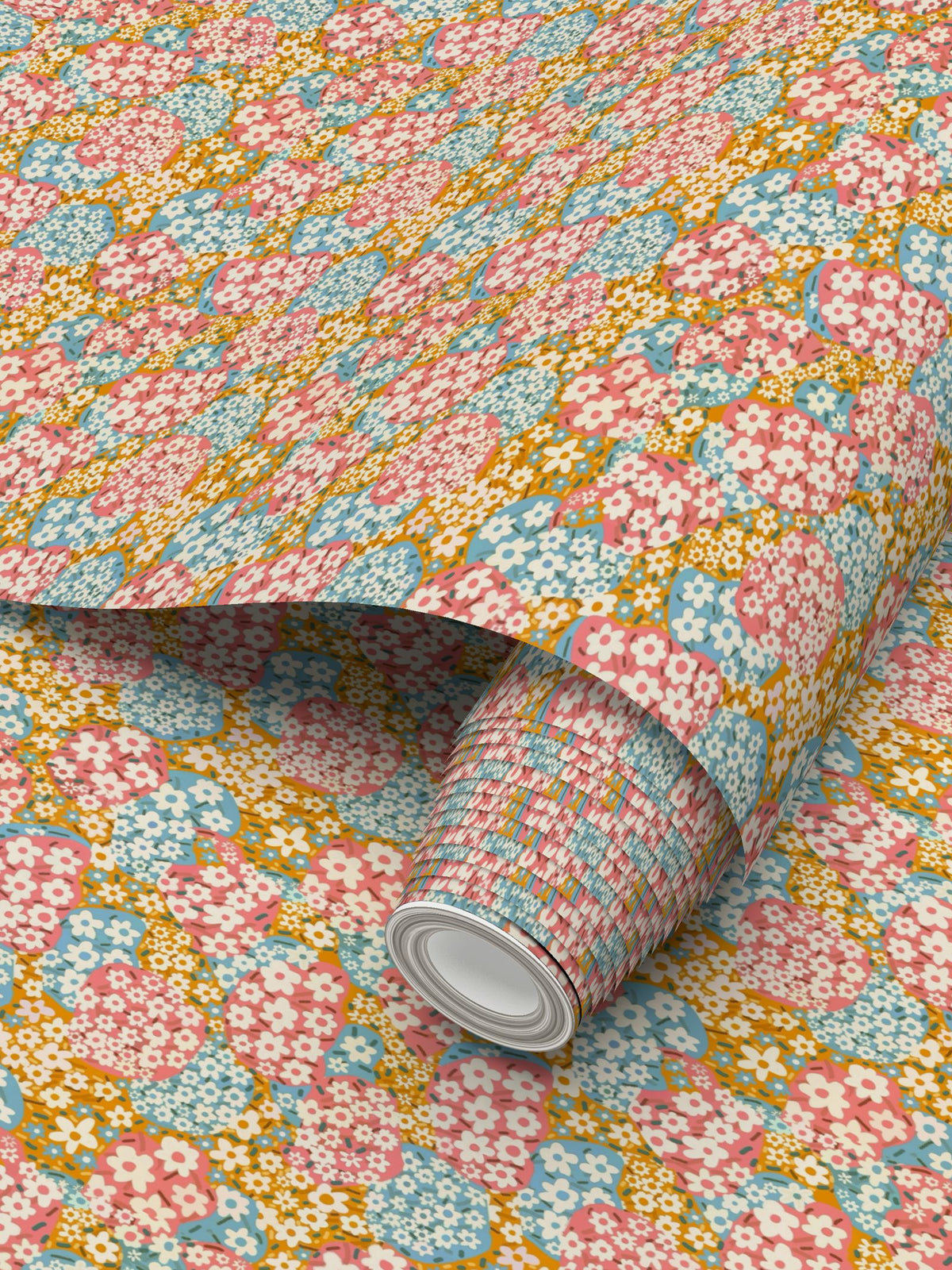 Flower Clouds Repeat Pattern Wallpaper