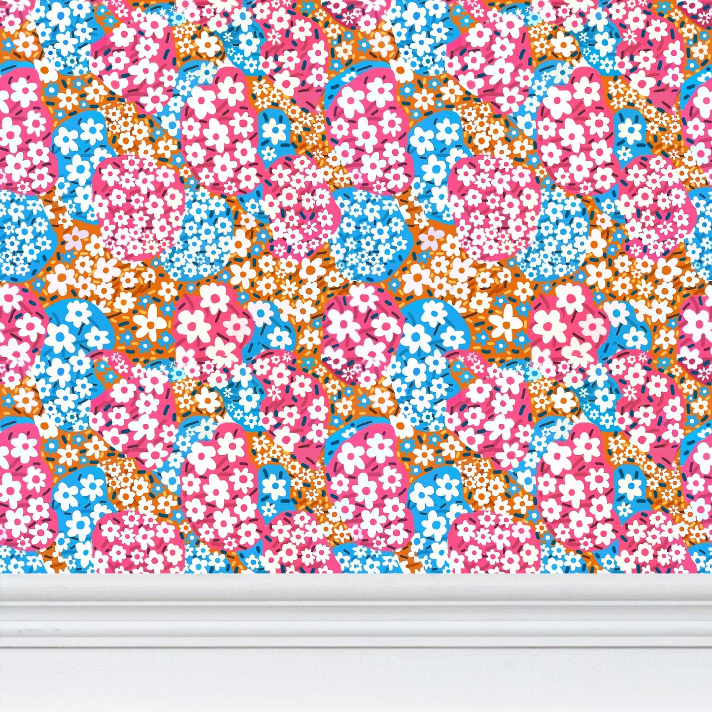 Flower Clouds Repeat Pattern Wallpaper