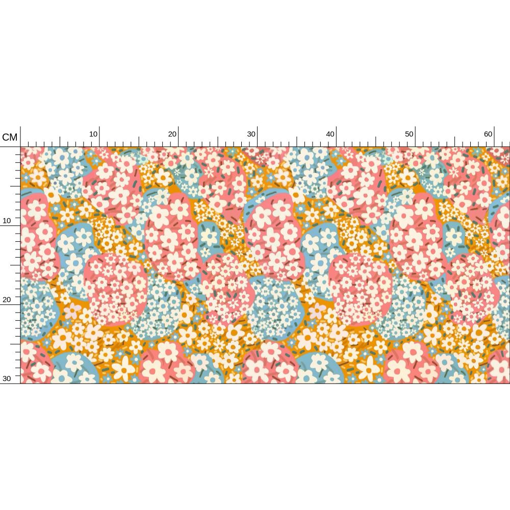 Flower Clouds Repeat Pattern Wallpaper