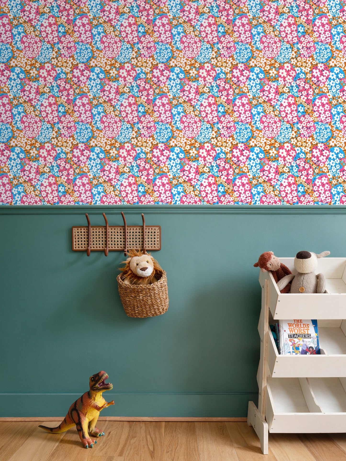 Flower Clouds Repeat Pattern Wallpaper