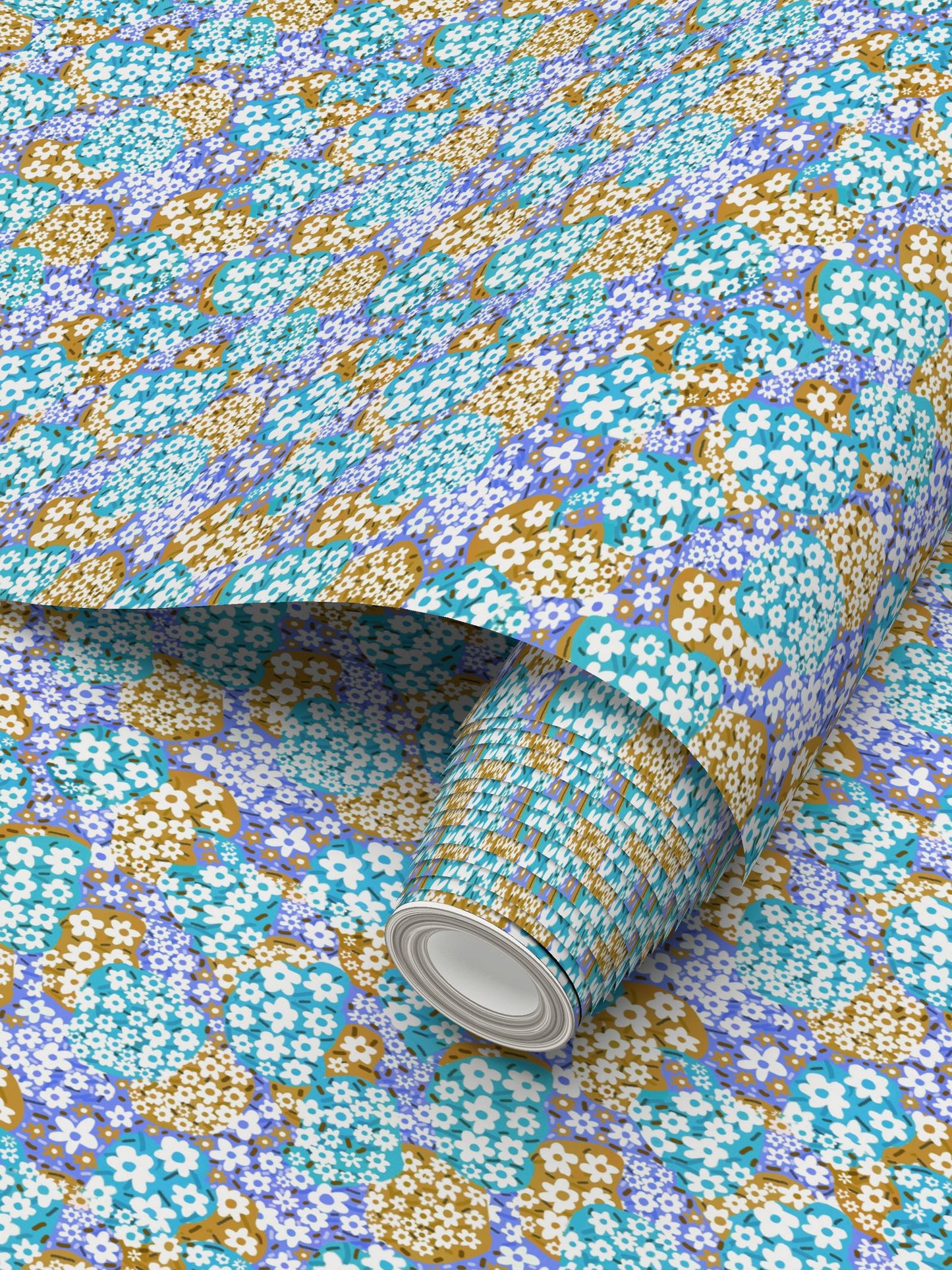 Flower Clouds Repeat Pattern Wallpaper