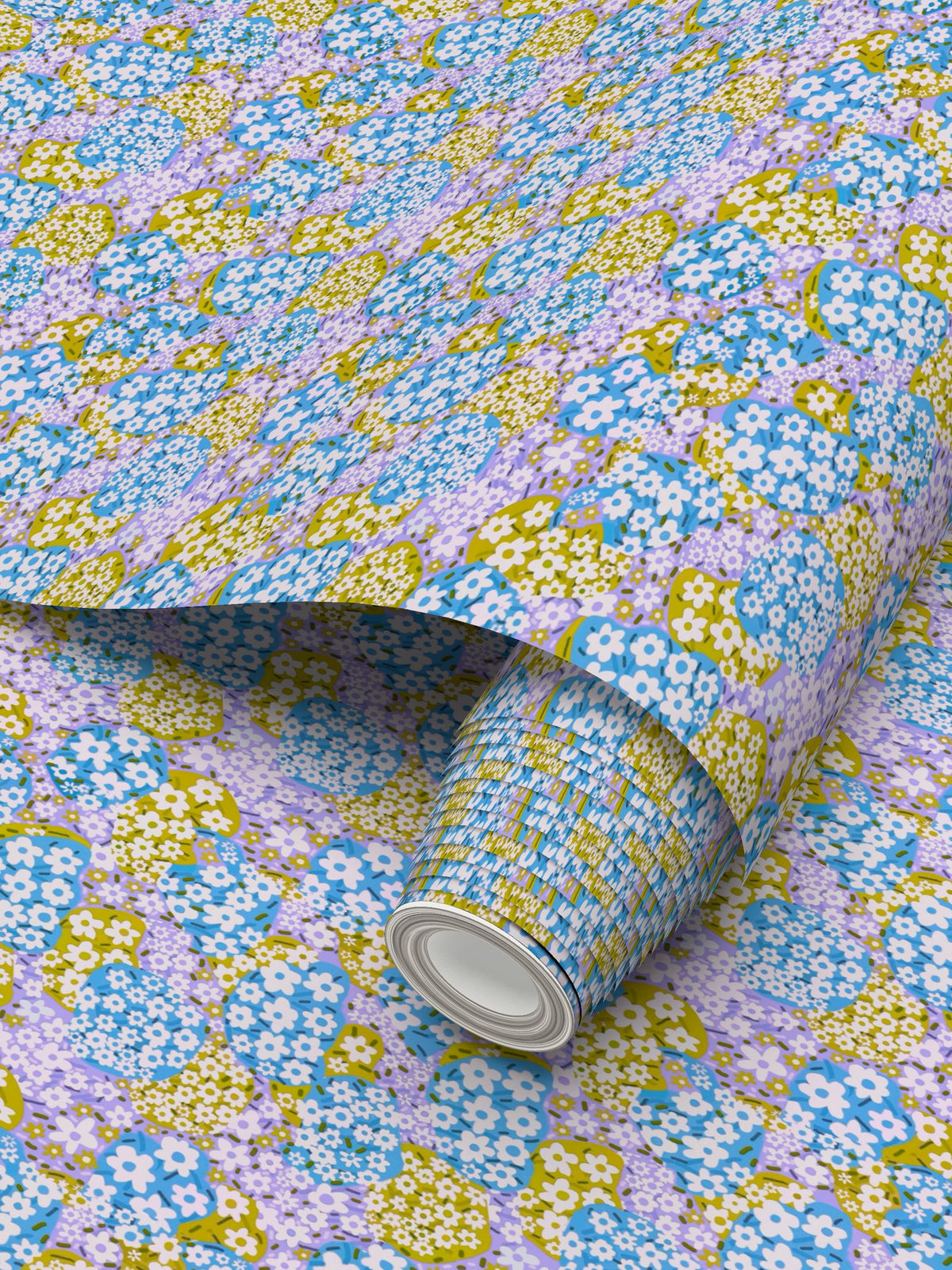 Flower Clouds Repeat Pattern Wallpaper