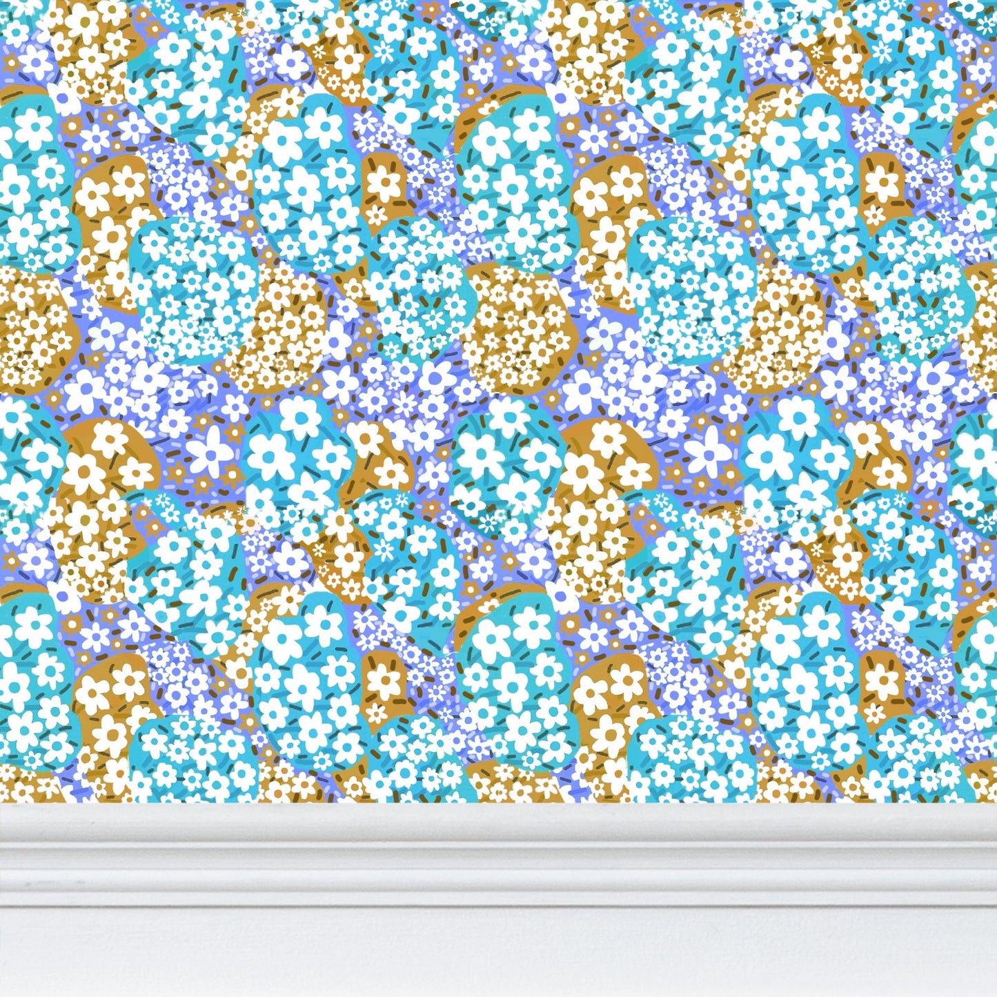 Flower Clouds Repeat Pattern Wallpaper