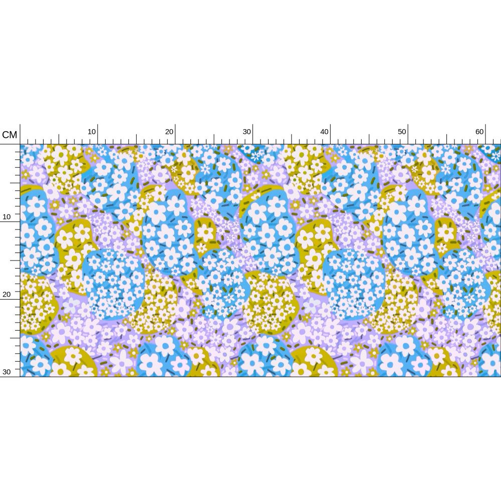 Flower Clouds Repeat Pattern Wallpaper