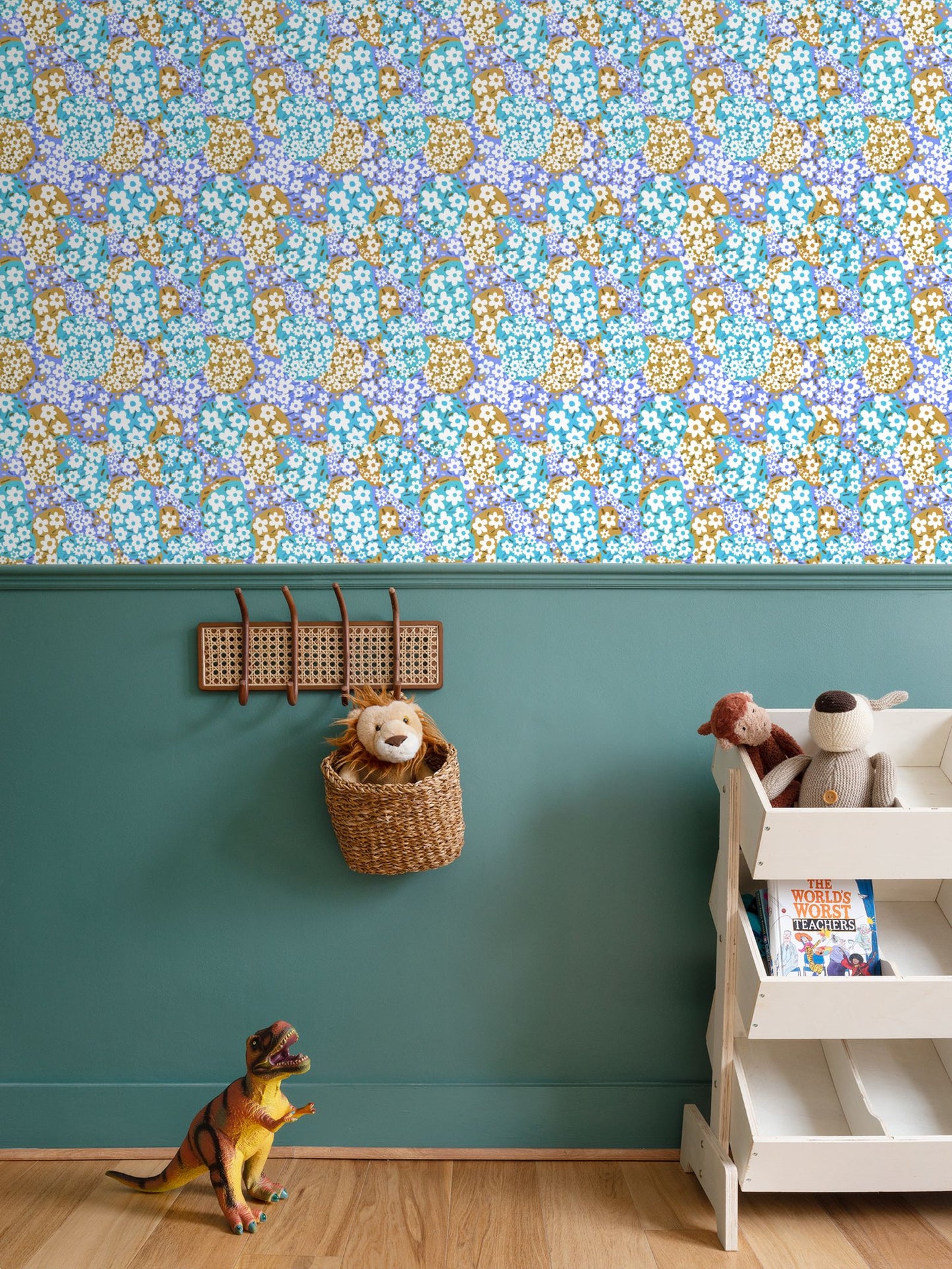 Flower Clouds Repeat Pattern Wallpaper