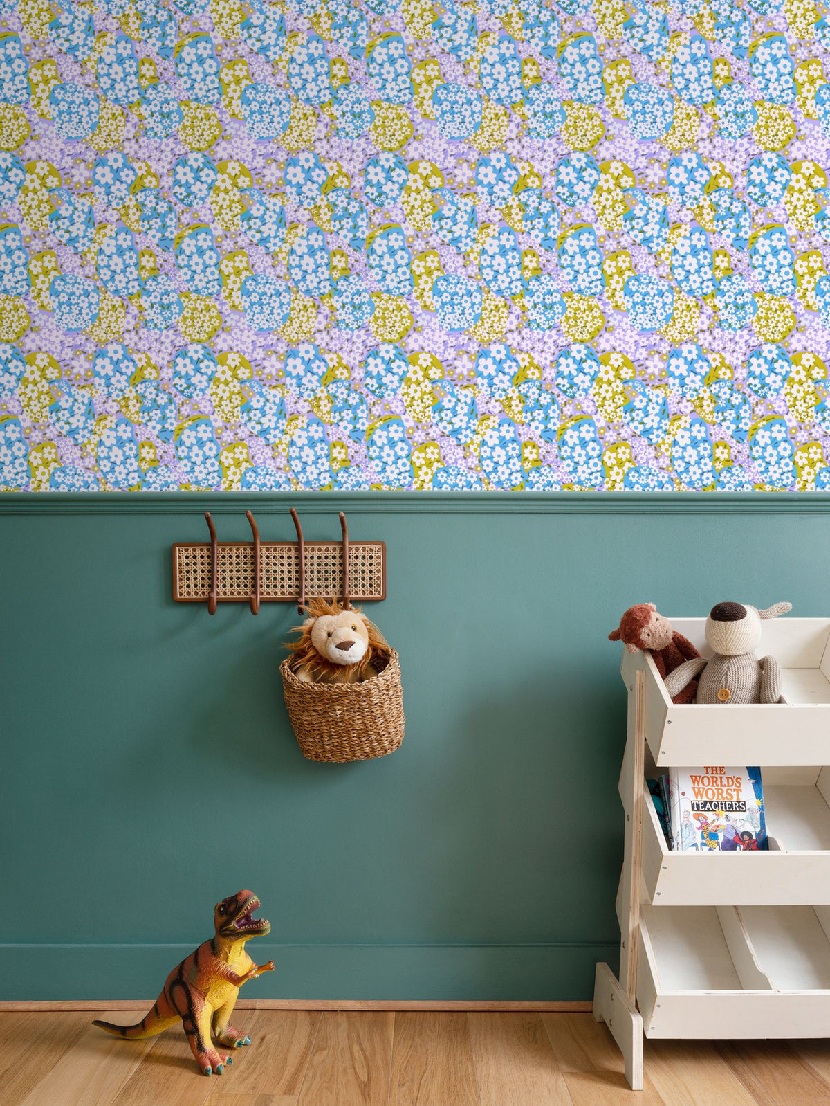 Flower Clouds Repeat Pattern Wallpaper