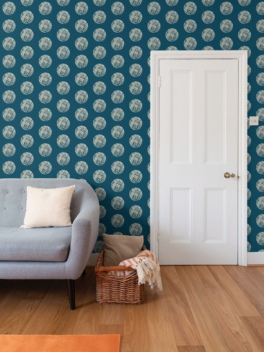 Leaf Moon Repeat Pattern Wallpaper