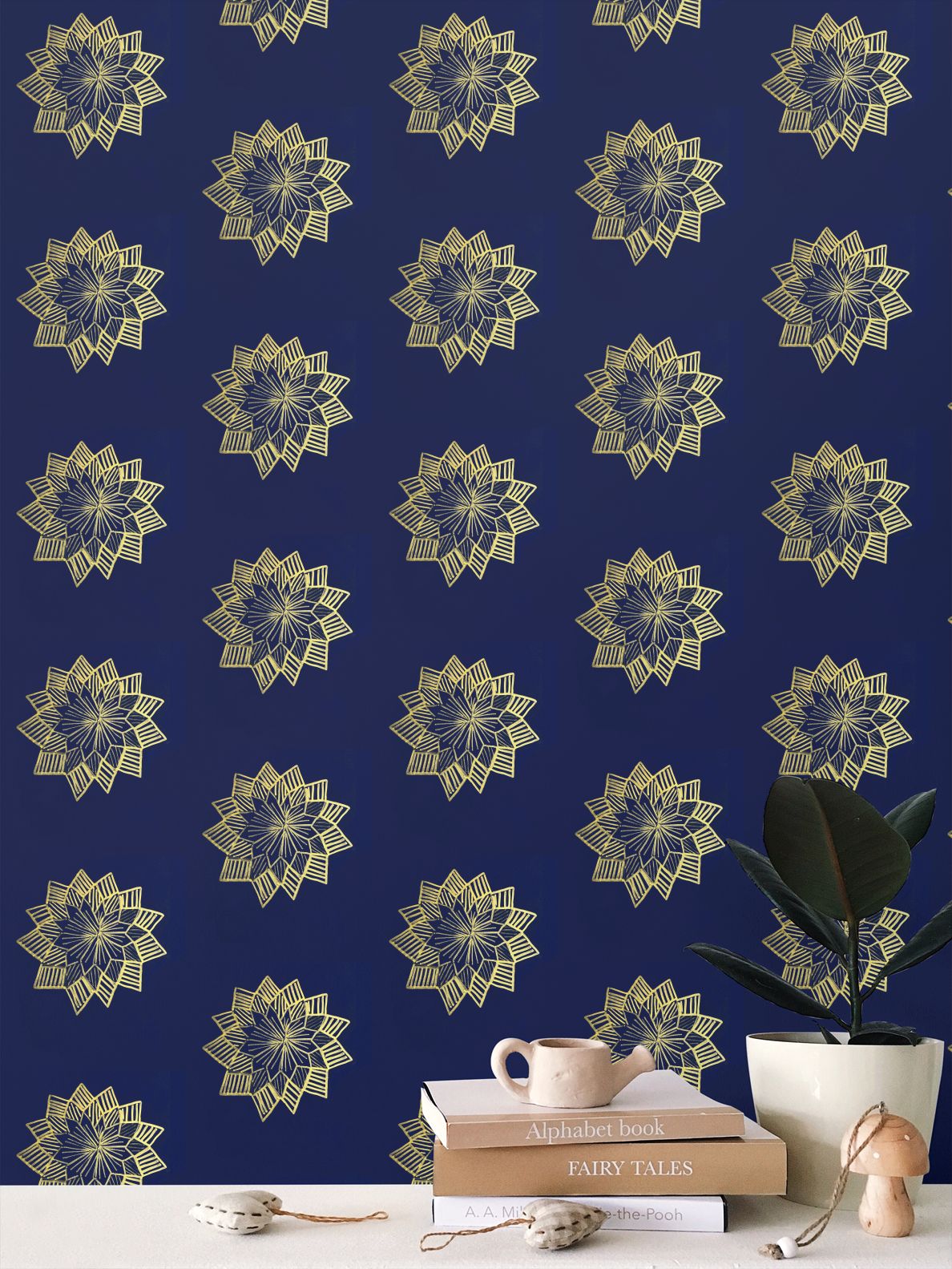 Star flower Repeat Pattern Wallpaper