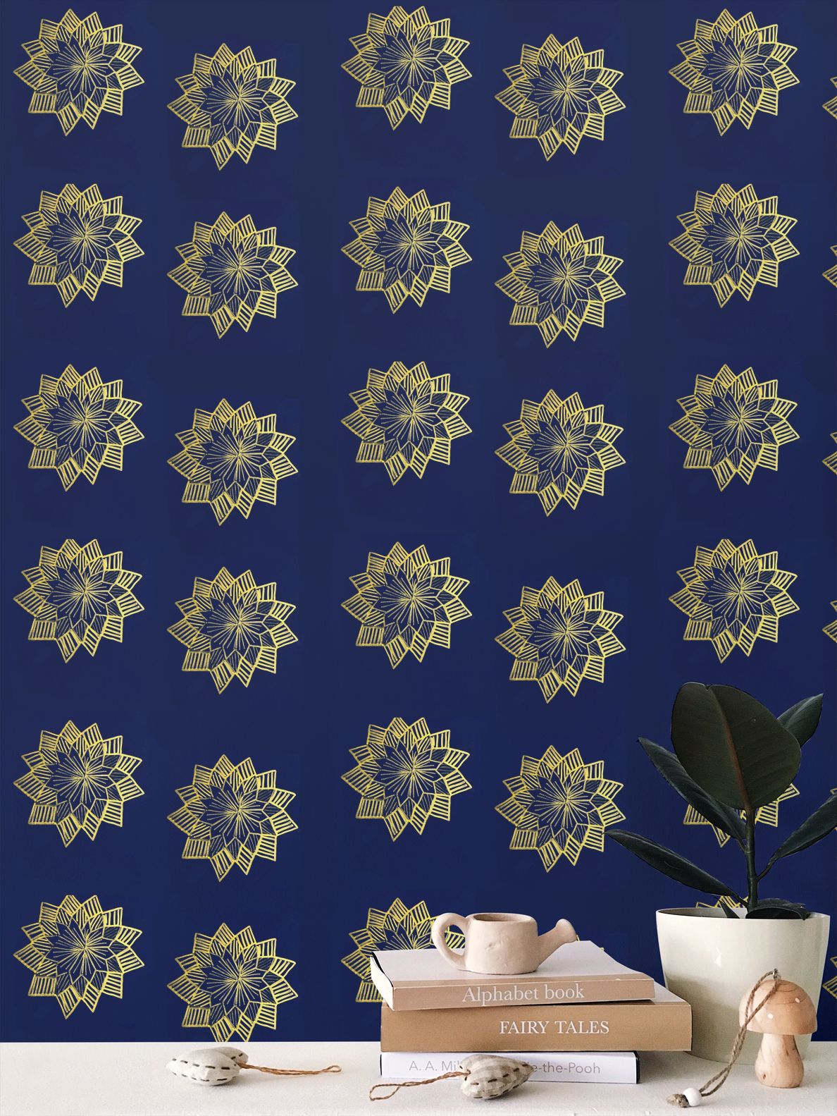 Star flowers Repeat Pattern Wallpaper