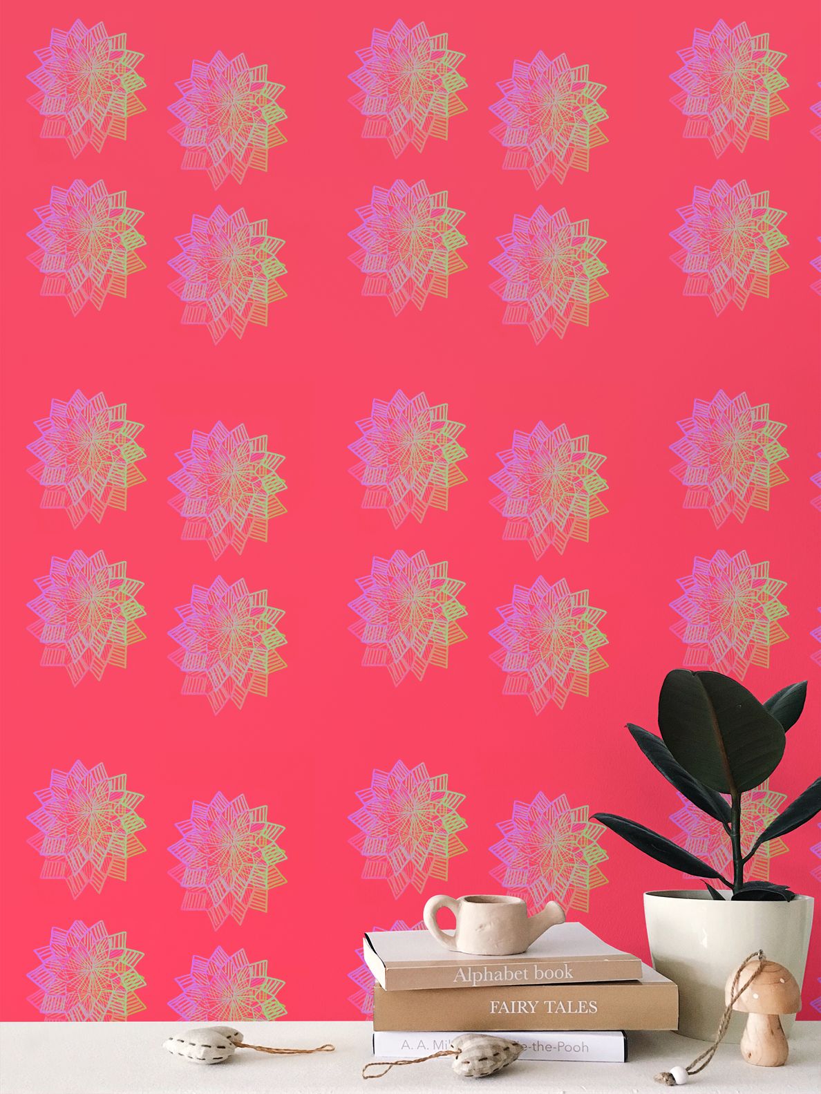 Starry Flowers Pattern Wallpaper