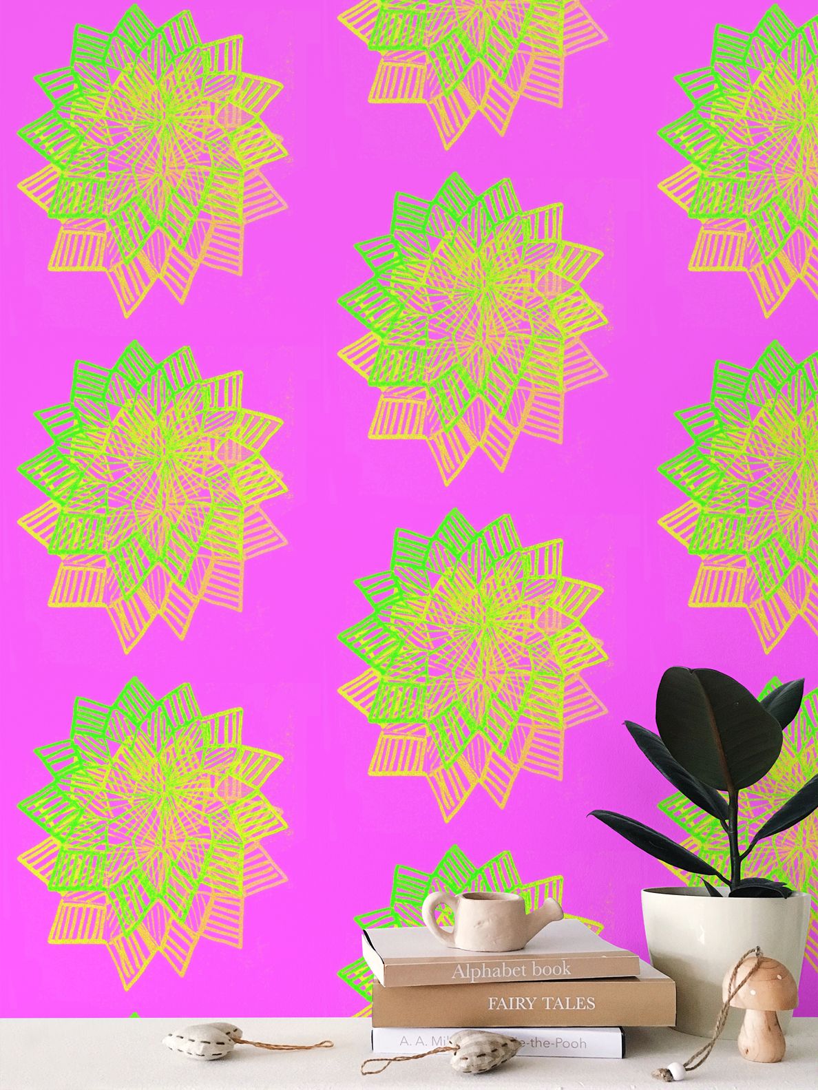 Cosmic Starflower Repeat Pattern Wallpaper