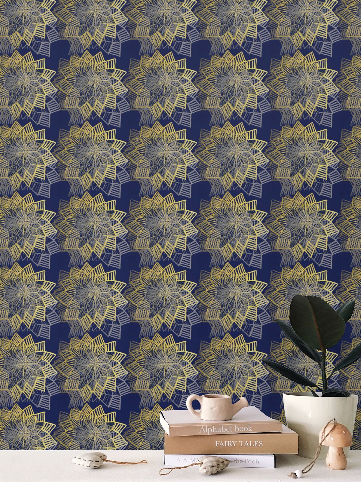 Star Flowers Repeat Pattern Wallpaper