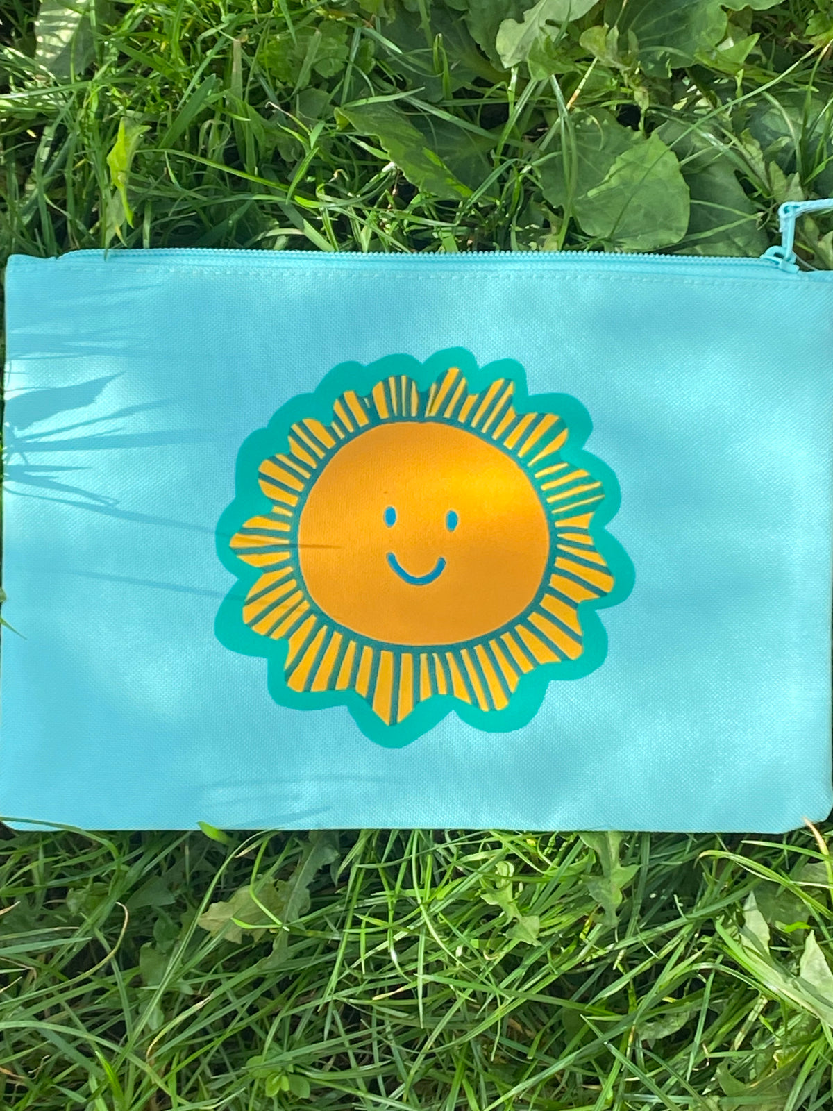 Pale Turquoise Recycled Polyester Zip Pouch