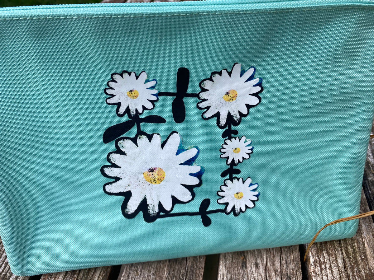 Pale Turquoise Recycled Polyester Zip Pouch