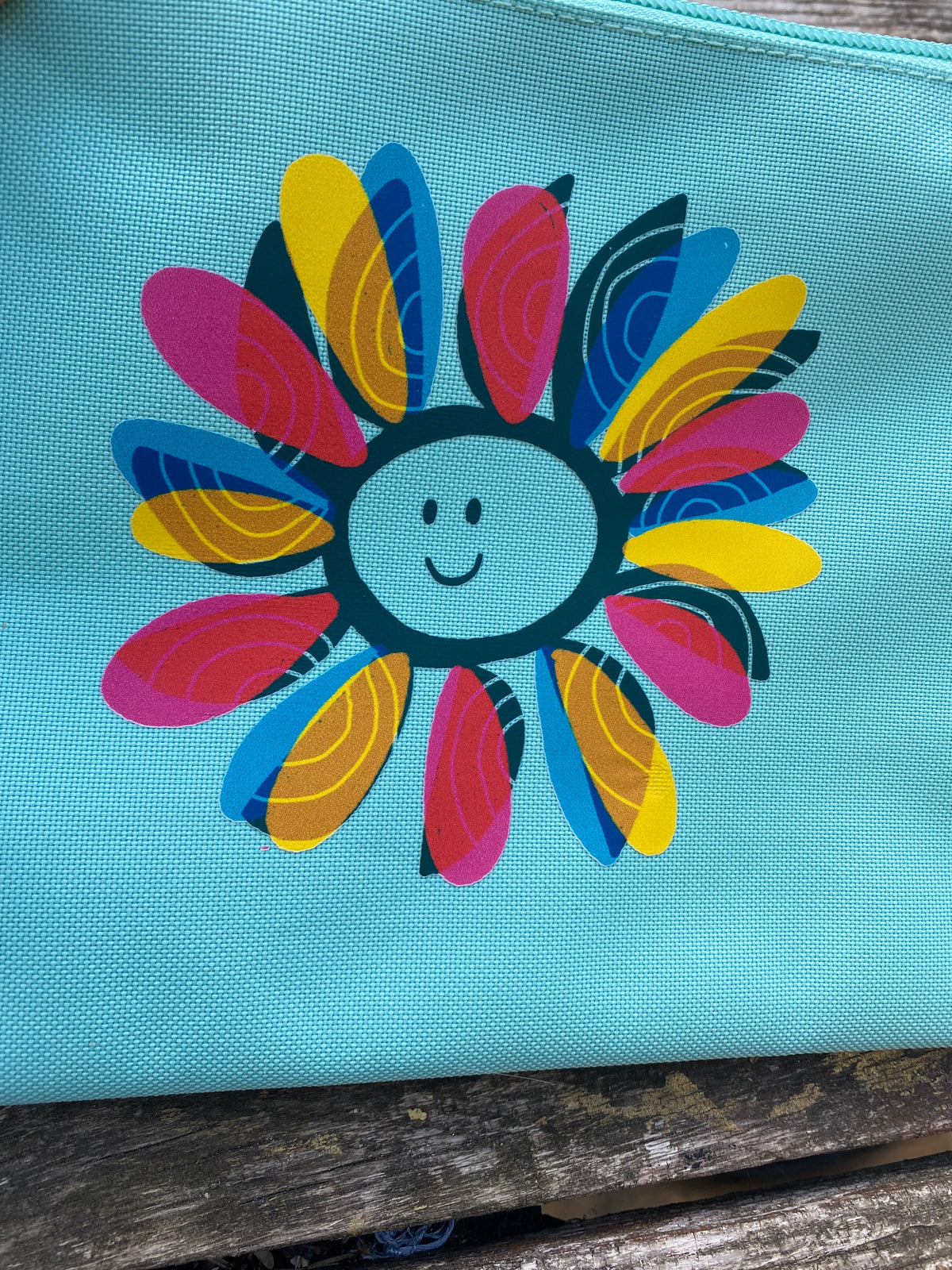 Pale Turquoise Recycled Polyester Zip Pouch
