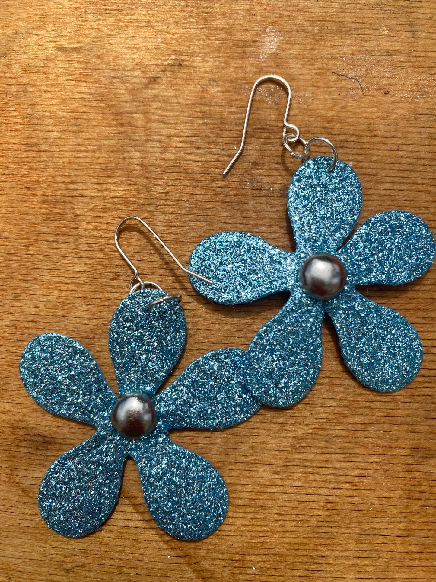 Funky Glitter Felt flower Earrings