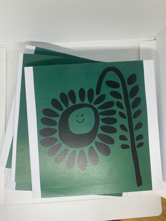 Grass green Flower Set of 4 Square Cards with envelopes cards measure 15 cm x 15 cm