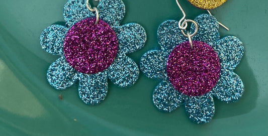 Glitter Flower Earrings