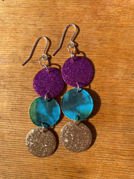 Sparkle and Teal Fabric Earrings