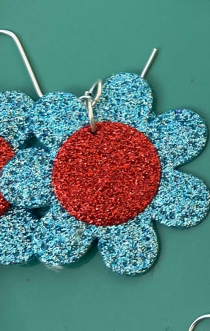Glitter Flower Earrings