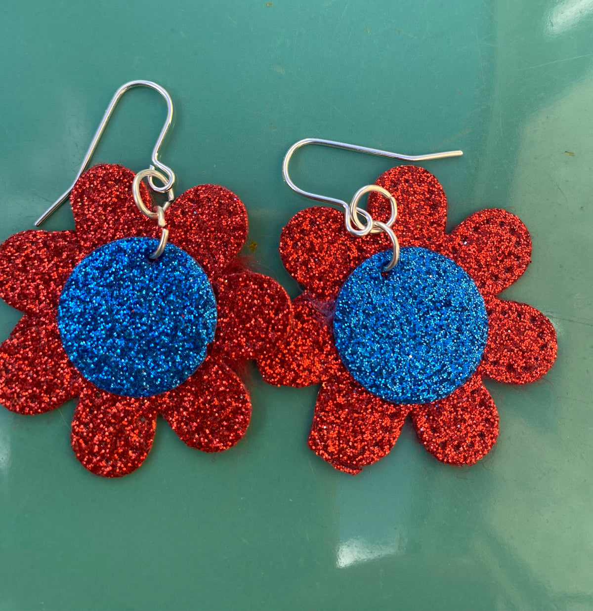 Glitter Flower Earrings