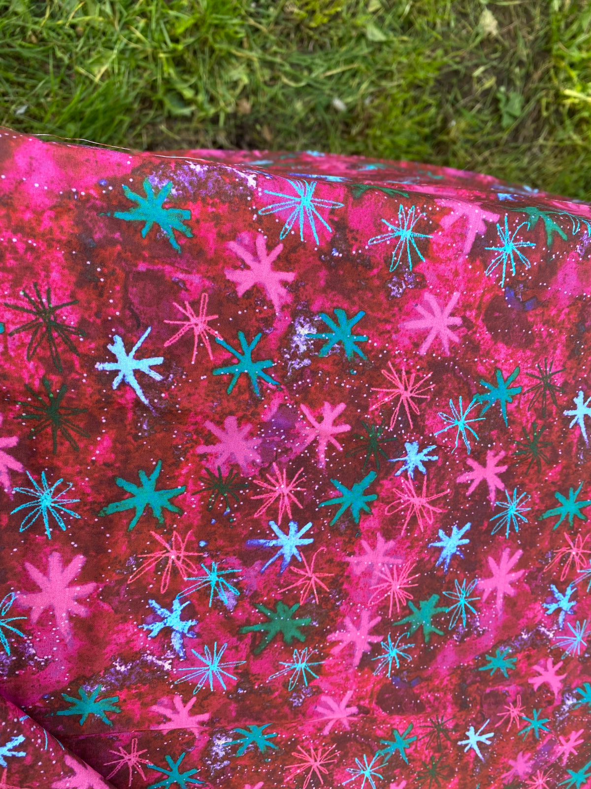 Pink and Jade Starry Fat quarter
