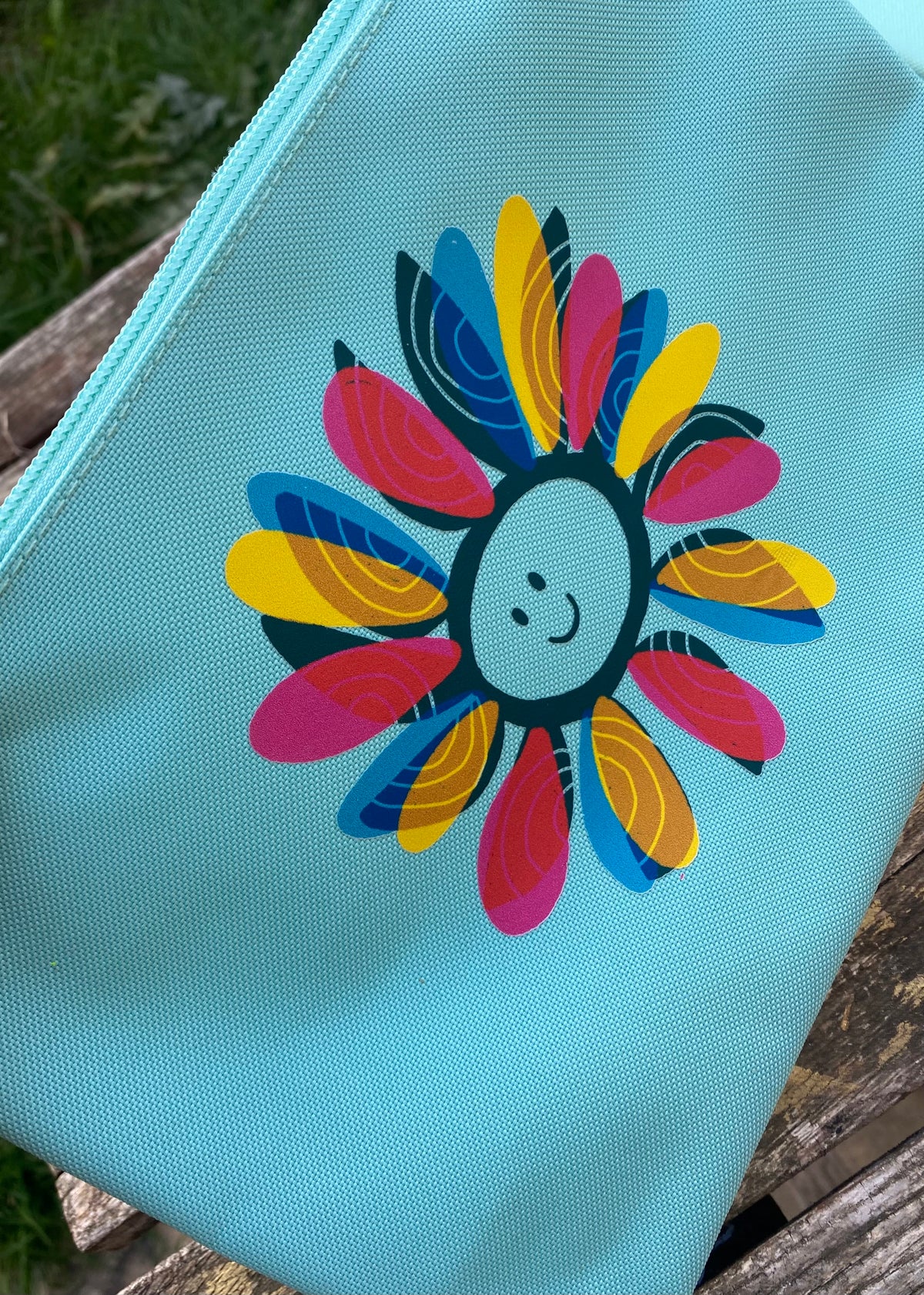 Pale Turquoise Recycled Polyester Zip Pouch