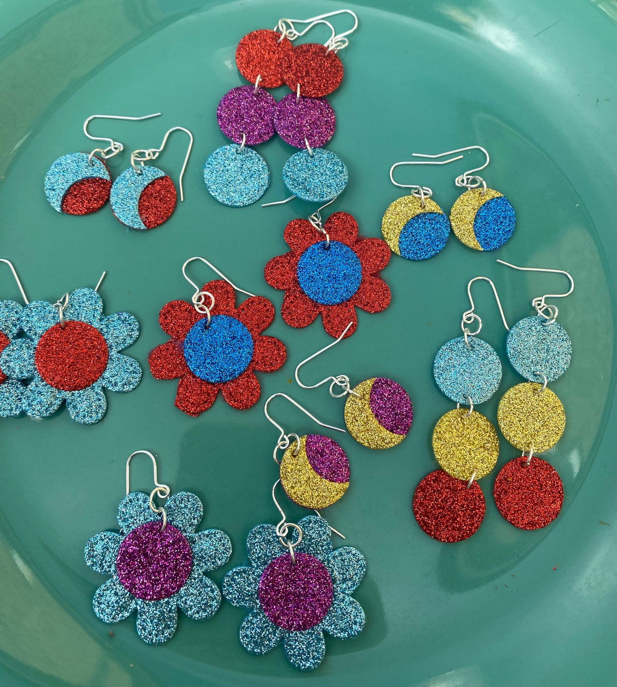 Glitter Flower Earrings