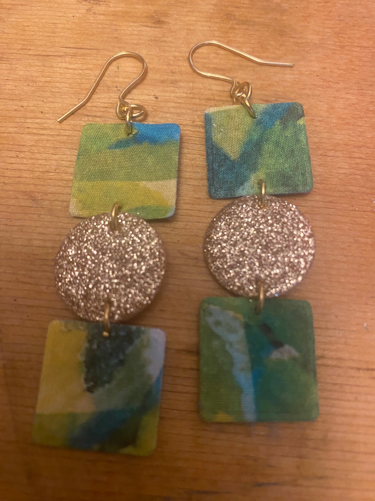 Watercolour shapes and glitter earrings