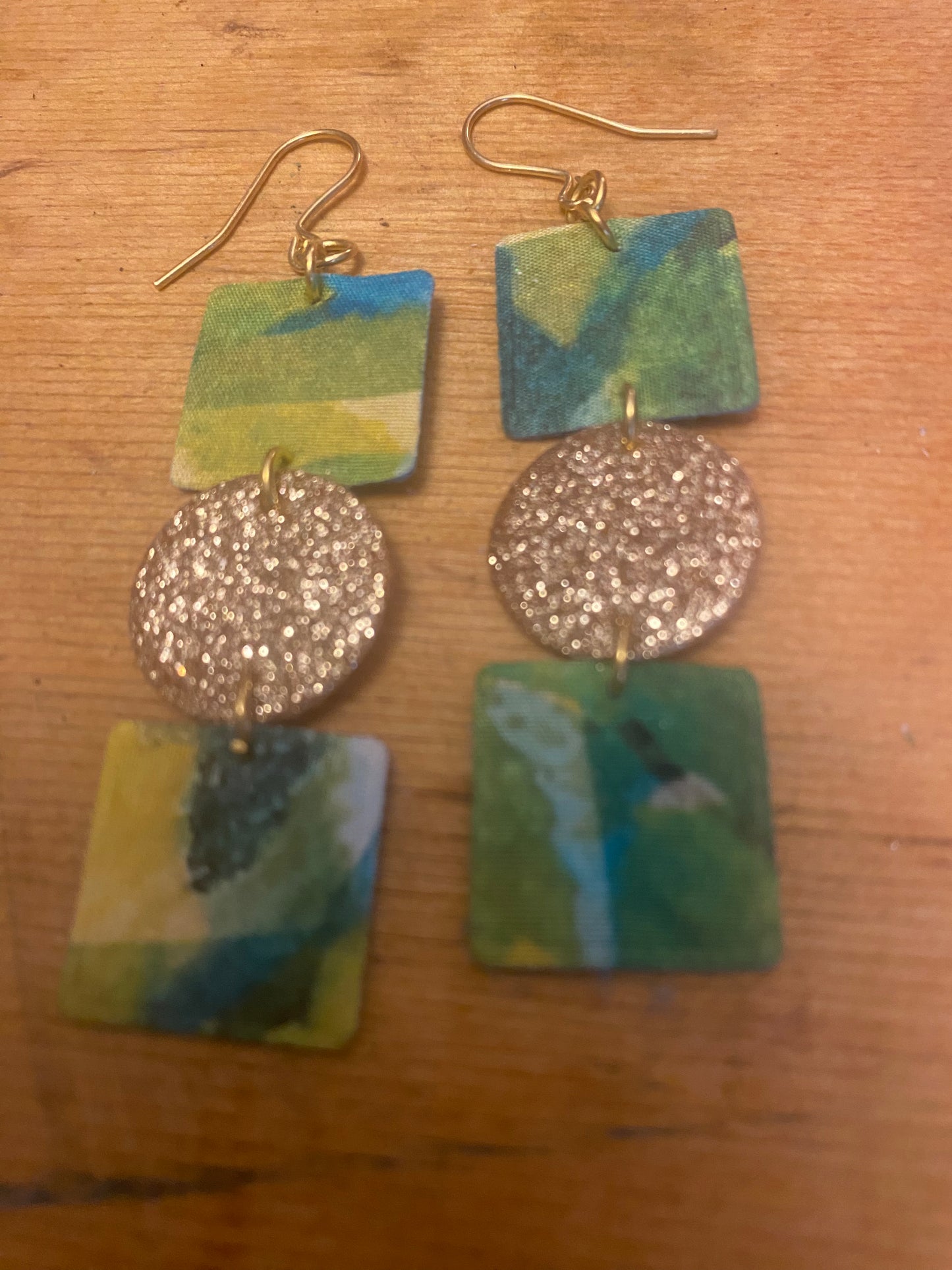 Watercolour shapes and glitter earrings