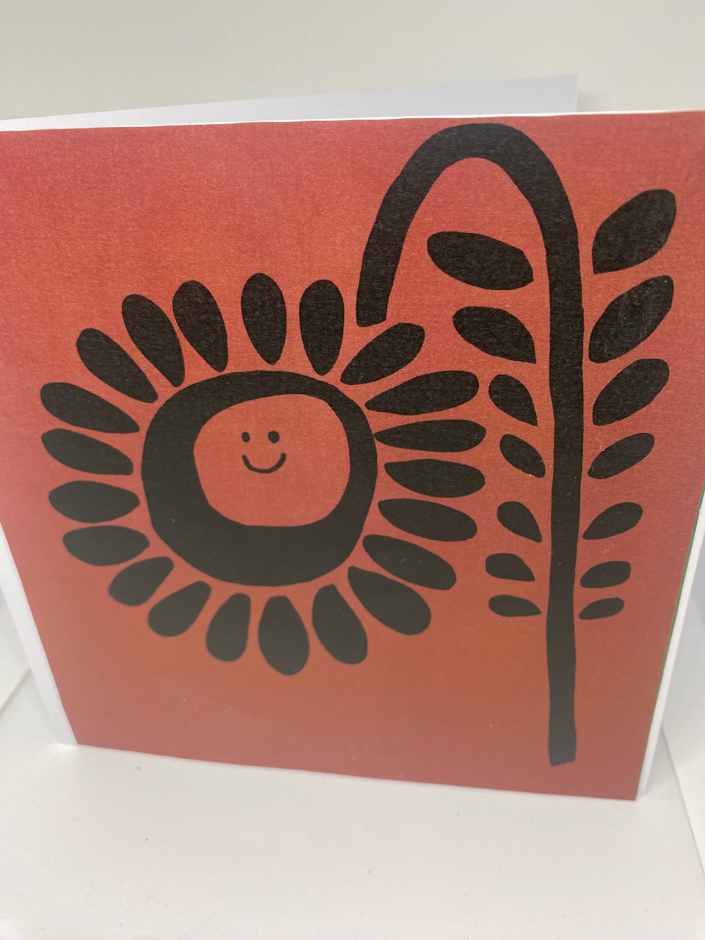 Grass green Flower Set of 4 Square Cards with envelopes cards measure 15 cm x 15 cm