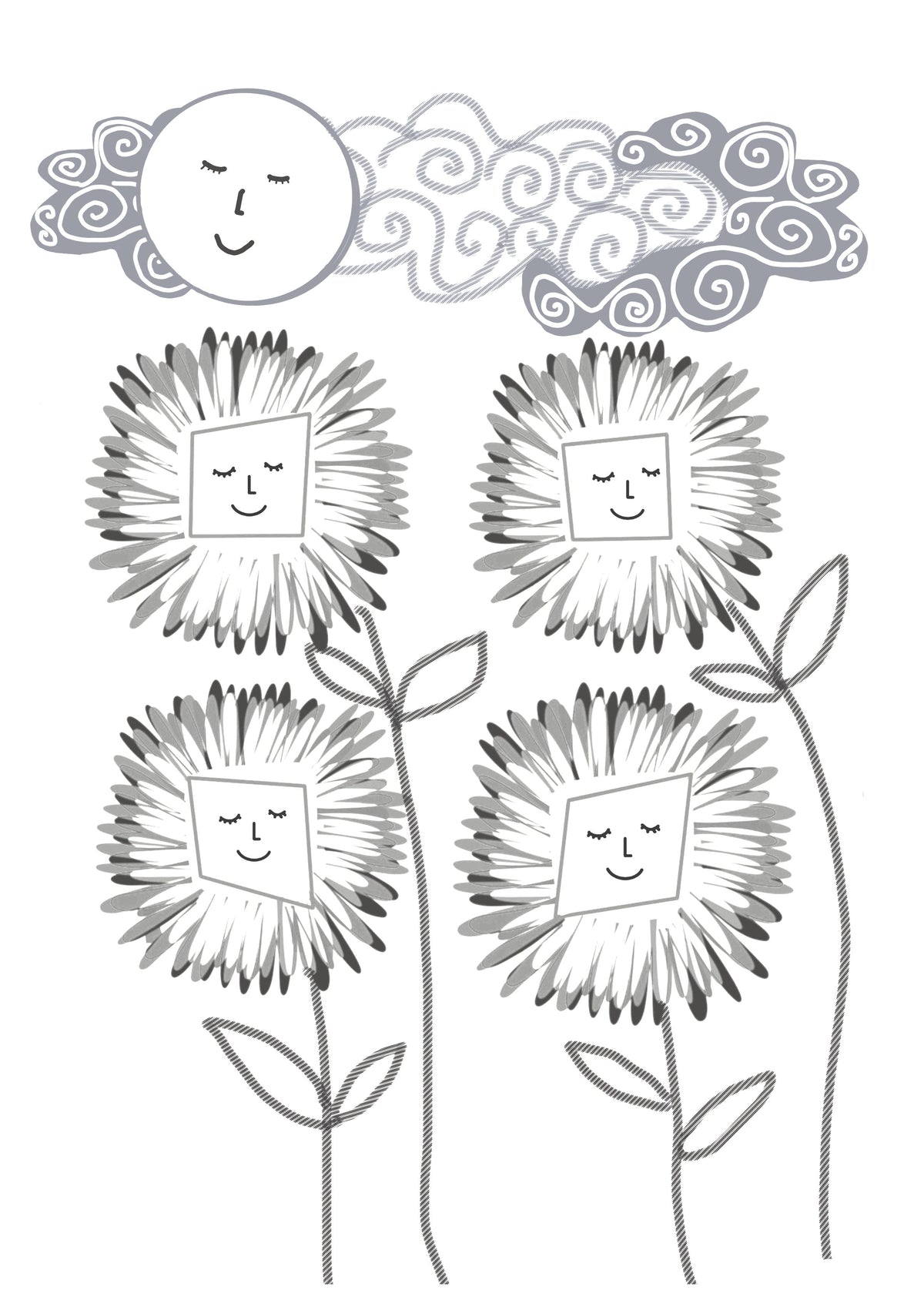 Flowers and Sun Colouring Sheets