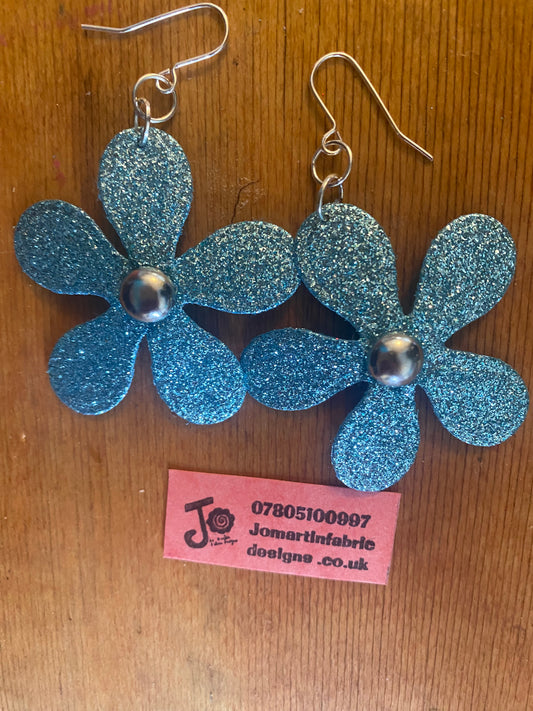 Funky Glitter Felt flower Earrings